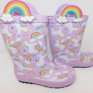 Cat and Jack purple unicorn rain boots Sz 10 child